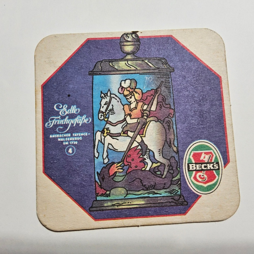 Vintage Becks Beer Coaster‎ Edle Trinkgefasse German Barware St. George Dragon